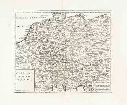  Guillaume De L'Isle  (Parigi,, 1675 - 1726, ) : Germania divisa in dieci circoli / Circolo di Baviera e di Austria / Circolo di Sassonia superiore / Carta del circolo di Sassonia inferiore / Circolo di Franconia e di Svevia / Circolo di Westfalia / Circoli superiore ed inferiore del Reno.  - Auction Arte Antica, Moderna e Contemporanea [parte I] - Libreria Antiquaria Gonnelli - Casa d'Aste - Gonnelli Casa d'Aste
