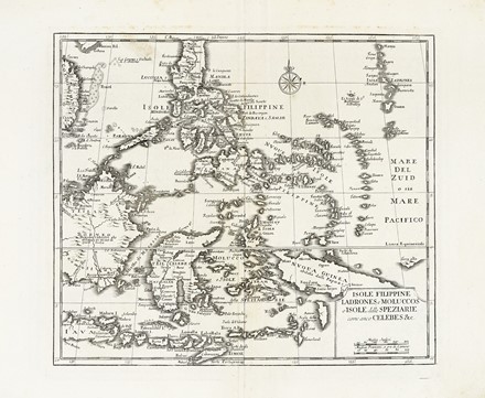  Guillaume De L'Isle  (Parigi,, 1675 - 1726, ) : Isole Filippine Ladrones e Moluccos o Isole delle Speziarie come anco Celebes & c. / India di la del Fiume Ganges overo di Malacca Siam Cambodia Chiampa Kochinkina Laos Pegu Ava & C. / Isole di Sunda Borneo Sumatra Iava Grande & c.  - Asta Arte Antica, Moderna e Contemporanea [parte I] - Libreria Antiquaria Gonnelli - Casa d'Aste - Gonnelli Casa d'Aste