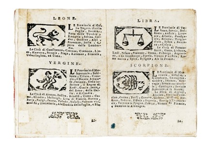 Instruzione delli paesi [...] sottoposti al dominio delli dodici segni celesti, con una regola da osservarsi nel cavar sangue...  - Asta Libri, Autografi e Manoscritti - Libreria Antiquaria Gonnelli - Casa d'Aste - Gonnelli Casa d'Aste