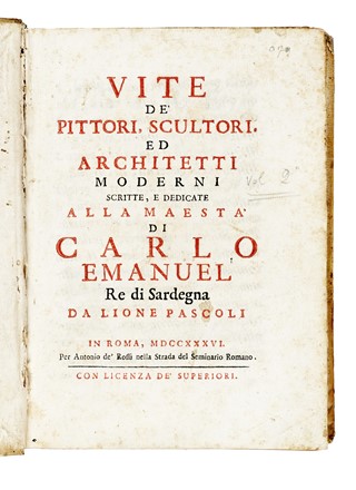 Vite de' pittori, scultori ed architetti moderni... [Volume secondo].  - Asta Libri, Autografi e Manoscritti - Libreria Antiquaria Gonnelli - Casa d'Aste - Gonnelli Casa d'Aste