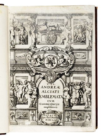  Alciati Andrea : Emblemata cum commentariis Claudii Minois I.C. Francisci Sanctii Brocensis, & notis Laurentii Pignorii...  Claude Mignault  ( - 1606), Lorenzo Pignoria, Francisco Sanchez de las Brozas  (1523 - 1600), Jacopo Ruffoni  - Asta Libri, Autografi e Manoscritti - Libreria Antiquaria Gonnelli - Casa d'Aste - Gonnelli Casa d'Aste