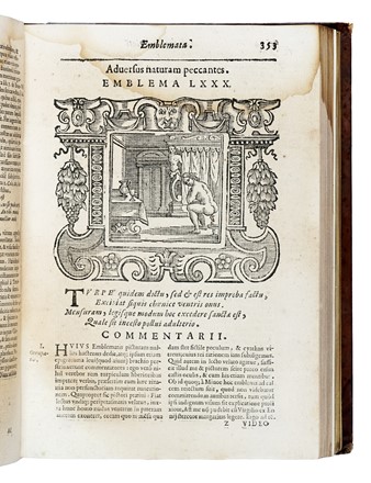  Alciati Andrea : Emblemata cum commentariis Claudii Minois I.C. Francisci Sanctii Brocensis, & notis Laurentii Pignorii...  Claude Mignault  ( - 1606), Lorenzo Pignoria, Francisco Sanchez de las Brozas  (1523 - 1600), Jacopo Ruffoni  - Asta Libri, Autografi e Manoscritti - Libreria Antiquaria Gonnelli - Casa d'Aste - Gonnelli Casa d'Aste