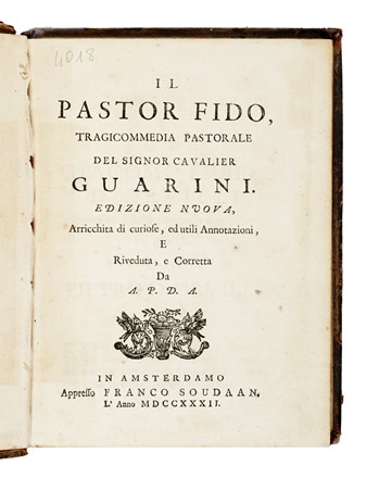  Guarini Giovanni Battista : Il pastor fido, tragicommedia pastorale...  - Asta Libri, Autografi e Manoscritti - Libreria Antiquaria Gonnelli - Casa d'Aste - Gonnelli Casa d'Aste