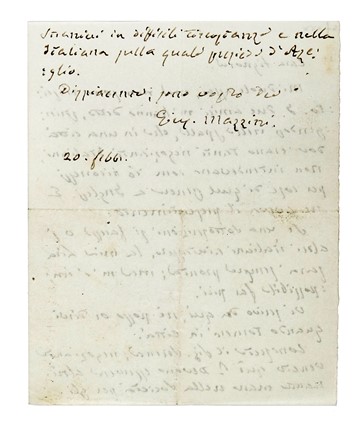  Mazzini Giuseppe : Lettera autografa firmata inviata ad una signora.  - Asta Libri, Autografi e Manoscritti - Libreria Antiquaria Gonnelli - Casa d'Aste - Gonnelli Casa d'Aste