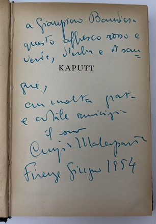  Malaparte Curzio : Dediche autografe su due libri. Letteratura italiana, Letteratura  - Auction Libri, Autografi e Manoscritti - Libreria Antiquaria Gonnelli - Casa d'Aste - Gonnelli Casa d'Aste