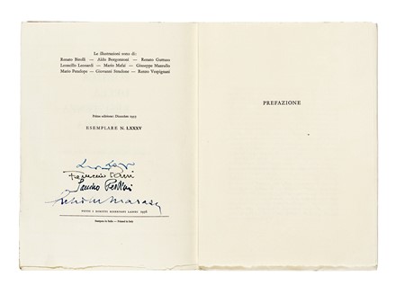 Antologia poetica della Resistenza italiana.  Renato Guttuso  (Bagheria, 1911 - Roma, 1987), Renzo Vespignani  (Roma, 1924 - 2001), Renato Birolli  (Verona, 1905 - Milano, 1959), Sandro Pertini, Pier Paolo Pasolini, Corrado Govoni, Salvatore Quasimodo  (1901 - 1968), Umberto Saba, Eugenio Montale  (Genova, 1896 - Milano, 1981)  - Asta Libri, Autografi e Manoscritti - Libreria Antiquaria Gonnelli - Casa d'Aste - Gonnelli Casa d'Aste