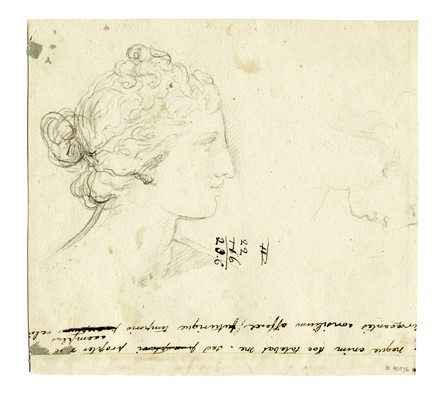  Anonimo neoclassico : Donna seduta di profilo in atteggiamento pensieroso (r). Due schizzi per testa femminile di profilo (v).  - Asta Arte Antica, Moderna e Contemporanea - Libreria Antiquaria Gonnelli - Casa d'Aste - Gonnelli Casa d'Aste