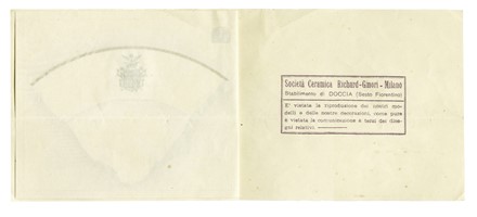  Manifattura Richard Ginori  (1896 - 2020) : Bozzetto progettuale per piatto decorato.  - Asta Arte Antica, Moderna e Contemporanea - Libreria Antiquaria Gonnelli - Casa d'Aste - Gonnelli Casa d'Aste