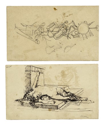  Achille Calzi  (Faenza, 1811 - 1850) : Lotto composto di 2 studi.  - Asta Arte Antica, Moderna e Contemporanea - Libreria Antiquaria Gonnelli - Casa d'Aste - Gonnelli Casa d'Aste