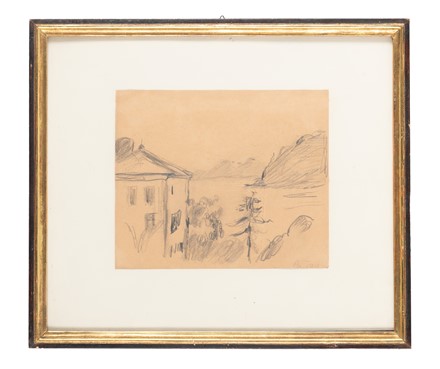 Arturo Tosi  (1871 - 1956) [attribuito a] : Paesaggio con casa.  - Asta Arte Antica, Moderna e Contemporanea - Libreria Antiquaria Gonnelli - Casa d'Aste - Gonnelli Casa d'Aste