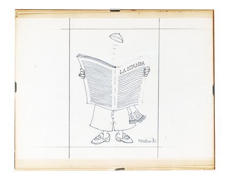  Autori vari : Lotto composto di 5 vignette satiriche.  Giorgio. Forattini  (Roma, 1931), Oreste Del Buono  (Poggio, 1923 - Roma, 2003), Giovanni Manca  - Asta Arte Antica, Moderna e Contemporanea - Libreria Antiquaria Gonnelli - Casa d'Aste - Gonnelli Casa d'Aste