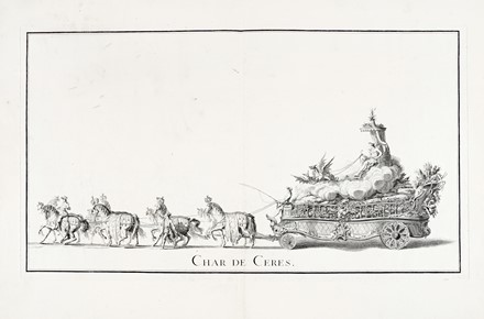  Jacques-Fran�ois Blondel  (Rouen, 1705 - Parigi, 1774), Pierre-Fran�ois Tardieu  (Parigi, 1711 - 1771), No�l Le Mire  (Rouen, 1724 - Parigi, 1800) : Char de Mars, Char de l'Hymen, Char de C�r�s, Char de Bacchus, Char de la Ville da F�tes publiques donn�es par la ville de Paris � l'occasion du Mariage de Monseigneur le Dauphin.  - Asta Arte Antica, Moderna e Contemporanea - Libreria Antiquaria Gonnelli - Casa d'Aste - Gonnelli Casa d'Aste