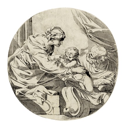  Simone Cantarini  (Pesaro, 1612 - Verona, 1648) : Madonna col Bambino che fa volare un uccellino.  - Asta Arte Antica, Moderna e Contemporanea - Libreria Antiquaria Gonnelli - Casa d'Aste - Gonnelli Casa d'Aste