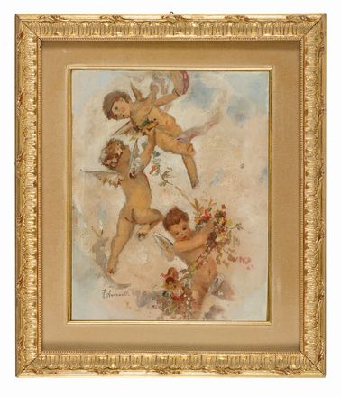 Federico Andreotti  (Firenze, 1847 - 1930) : Putti con ghirlanda di fiori  - Auction Photographs, Paintings and Sculptures - Libreria Antiquaria Gonnelli - Casa d'Aste - Gonnelli Casa d'Aste