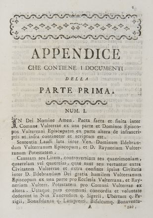  Giachi Anton Filippo : Saggio di ricerche sopra lo stato antico e moderno di Volterra dalla sua prima origine fino ai nostri tempi per facilitare ai giovani lo studio della storia patria opera del sacerdote Anton-Filippo Giachi ...  - Asta Libri, Manoscritti e Autografi - Libreria Antiquaria Gonnelli - Casa d'Aste - Gonnelli Casa d'Aste