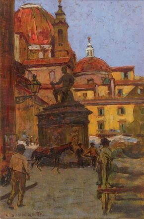  Anacleto Della Gatta  (Sezze, 1868 - 1921) : Piazza della Signoria e Piazza San Lorenzo  - Auction Photographs, Paintings and Sculptures - Libreria Antiquaria Gonnelli - Casa d'Aste - Gonnelli Casa d'Aste