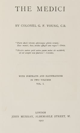  Young G.F. : The Medici. Medicea, Storia, Diritto e Politica  - Auction BOOKS, MANUSCRIPTS AND AUTOGRAPHS - Libreria Antiquaria Gonnelli - Casa d'Aste - Gonnelli Casa d'Aste