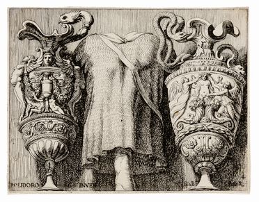  Giovanni Battista Galestruzzi  (Firenze, 1618) : Vasi e trofei militari.  - Asta STAMPE E DISEGNI DAL XVI AL XX SECOLO - Libreria Antiquaria Gonnelli - Casa d'Aste - Gonnelli Casa d'Aste