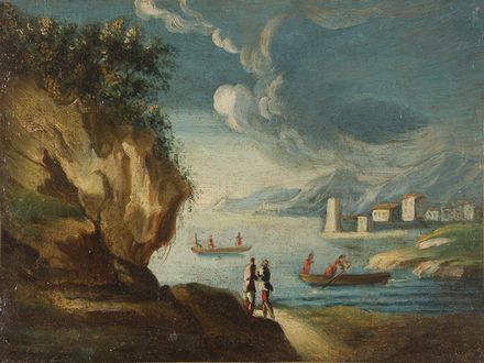  Italian school, 18th century : Vedute di porto  - Auction Photographs, Paintings and Sculptures - Libreria Antiquaria Gonnelli - Casa d'Aste - Gonnelli Casa d'Aste