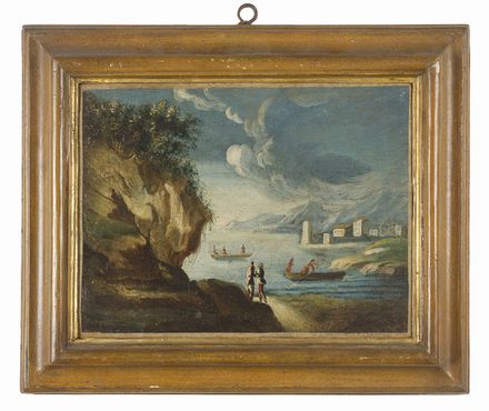  Italian school, 18th century : Vedute di porto  - Auction Photographs, Paintings and Sculptures - Libreria Antiquaria Gonnelli - Casa d'Aste - Gonnelli Casa d'Aste