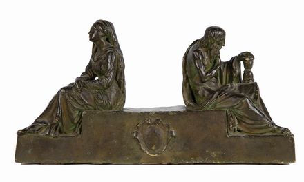  Scuola italiana del XIX secolo : Il Tempo e la Fiducia  - Asta Fotografie, Dipinti e Sculture - Libreria Antiquaria Gonnelli - Casa d'Aste - Gonnelli Casa d'Aste