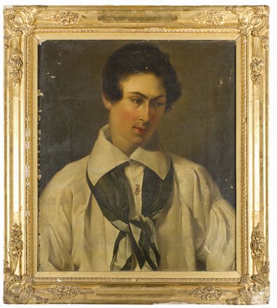  Angelo Adolfo Levi  (1812 - 1883) [attribuito a] : Ritratto di giovane uomo  - Auction Photographs, Paintings and Sculptures - Libreria Antiquaria Gonnelli - Casa d'Aste - Gonnelli Casa d'Aste