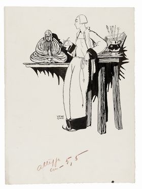 Ubaldo Cosimo Veneziani  (Bologna, 1894 - Milano, 1956) : Coppia di disegni per illustrazioni.  - Asta STAMPE E DISEGNI DAL XVI AL XX SECOLO - Libreria Antiquaria Gonnelli - Casa d'Aste - Gonnelli Casa d'Aste