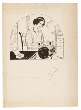  Bruno Santi  (Firenze, 1892) : Coppia di disegni per illustrazioni.  - Auction Prints and Drawings from XVI to XX century - Libreria Antiquaria Gonnelli - Casa d'Aste - Gonnelli Casa d'Aste