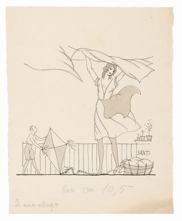  Bruno Santi  (Firenze, 1892) : Tre disegni per illustrazioni.  - Asta STAMPE E DISEGNI DAL XVI AL XX SECOLO - Libreria Antiquaria Gonnelli - Casa d'Aste - Gonnelli Casa d'Aste