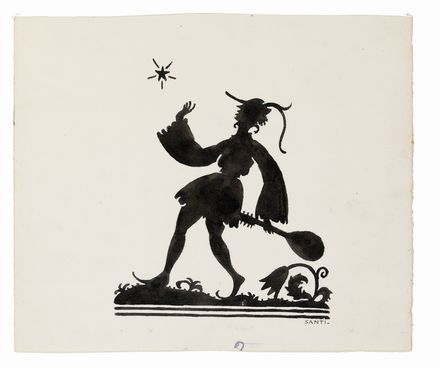  Bruno Santi  (Firenze, 1892) : Quattro silhouettes.  - Asta STAMPE E DISEGNI DAL XVI AL XX SECOLO - Libreria Antiquaria Gonnelli - Casa d'Aste - Gonnelli Casa d'Aste
