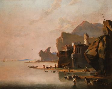  Scuola europea del XVIII secolo : Marina  - Asta Fotografie, Dipinti e Sculture - Libreria Antiquaria Gonnelli - Casa d'Aste - Gonnelli Casa d'Aste