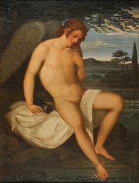  Scuola europea del XVIII secolo : Cupido  - Asta Fotografie, Dipinti e Sculture - Libreria Antiquaria Gonnelli - Casa d'Aste - Gonnelli Casa d'Aste