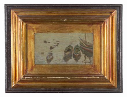  Guglielmo Micheli  (Livorno, 1866 - 1926) : Barche all'ormeggio  - Auction Photographs, Paintings and Sculptures - Libreria Antiquaria Gonnelli - Casa d'Aste - Gonnelli Casa d'Aste