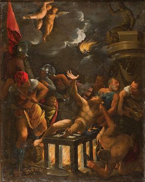  Scuola italiana del XVII secolo : Martirio di San Lorenzo  - Asta Fotografie, Dipinti e Sculture - Libreria Antiquaria Gonnelli - Casa d'Aste - Gonnelli Casa d'Aste