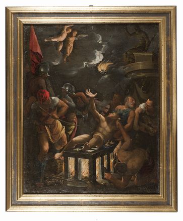  Scuola italiana del XVII secolo : Martirio di San Lorenzo  - Asta Fotografie, Dipinti e Sculture - Libreria Antiquaria Gonnelli - Casa d'Aste - Gonnelli Casa d'Aste