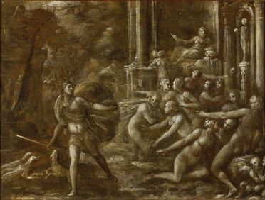  Vincenzo Mannozzi  (Firenze, 1600 - 1658) : Scena mitologica  - Auction Photographs, Paintings and Sculptures - Libreria Antiquaria Gonnelli - Casa d'Aste - Gonnelli Casa d'Aste