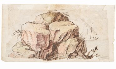  Gherardo Cibo  (Genova, 1512 - Roccacontrada, 1600) : Due studi di rocce.  - Asta STAMPE E DISEGNI DAL XVI AL XX SECOLO - Libreria Antiquaria Gonnelli - Casa d'Aste - Gonnelli Casa d'Aste