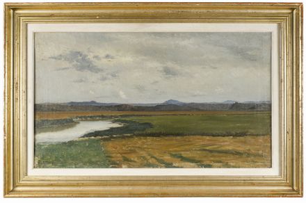  Giovanni (Nino) Costa  (Roma, 1826 - Marina di Pisa, 1903) : Pesaggio dell'Agro Romano  - Auction Photographs, Paintings and Sculptures - Libreria Antiquaria Gonnelli - Casa d'Aste - Gonnelli Casa d'Aste