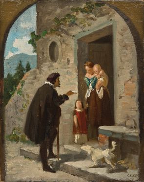  Vincenzo Cabianca  (Verona, 1827 - Roma, 1902) [attribuito a] : La consegna della lettera  - Asta Fotografie, Dipinti e Sculture - Libreria Antiquaria Gonnelli - Casa d'Aste - Gonnelli Casa d'Aste
