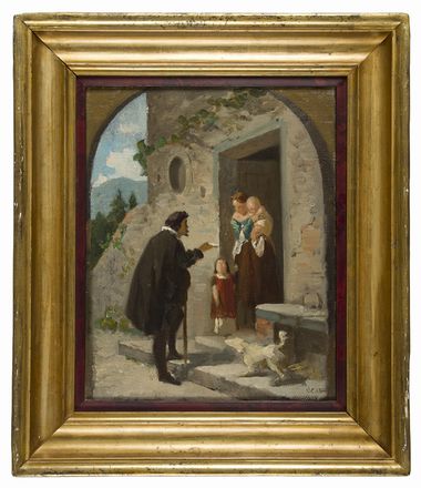  Vincenzo Cabianca  (Verona, 1827 - Roma, 1902) [attribuito a] : La consegna della lettera  - Asta Fotografie, Dipinti e Sculture - Libreria Antiquaria Gonnelli - Casa d'Aste - Gonnelli Casa d'Aste