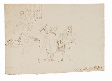  Donato Creti  (Cremona, 1671 - Bologna, 1749) : Scena con ladri di salumi (recto) / Studio per Adorazione dei Magi (verso).  - Asta STAMPE E DISEGNI DAL XVI AL XX SECOLO - Libreria Antiquaria Gonnelli - Casa d'Aste - Gonnelli Casa d'Aste