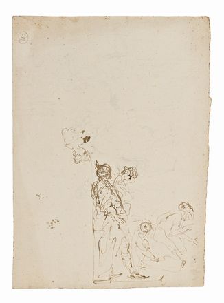  Donato Creti  (Cremona, 1671 - Bologna, 1749) : Scena con ladri di salumi (recto) / Studio per Adorazione dei Magi (verso).  - Asta STAMPE E DISEGNI DAL XVI AL XX SECOLO - Libreria Antiquaria Gonnelli - Casa d'Aste - Gonnelli Casa d'Aste