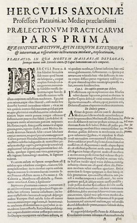  Sassonia Ercole : Herculis Saxoniae Patauini ... Opera practica. Quibus hac nouissima editione praeter alia accesserunt eiusdem auctoris Tractatus de morbis mulierum, & De pulsibus, ac vrinis. Omnia quam ante cura emendatiore.  - Asta Libri, Manoscritti e Autografi - Libreria Antiquaria Gonnelli - Casa d'Aste - Gonnelli Casa d'Aste