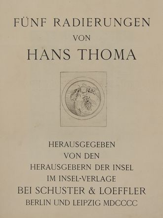  Hans Thoma  (Bernau, 1839 - Karlsruhe, 1924) : Fünf radierungen von Hans Thoma.  - Auction Prints and Drawings - Libreria Antiquaria Gonnelli - Casa d'Aste - Gonnelli Casa d'Aste