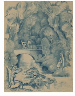  Michel Fingesten  (Buczkowitz, 1883 - Cerisano, 1943) : Bagnanti.  - Auction Prints and Drawings - Libreria Antiquaria Gonnelli - Casa d'Aste - Gonnelli Casa d'Aste