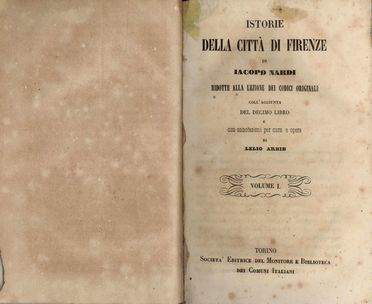  Malespini Ricordano : Storia fiorentina dall'edificazione di Firenze fino al 1282. Seguitata poi da Giacotto Malispini fino al 1286. Vol. 1 [-3].  Jacopo Nardi, Giacotto Malespini  - Asta Libri, Manoscritti e Autografi - Libreria Antiquaria Gonnelli - Casa d'Aste - Gonnelli Casa d'Aste