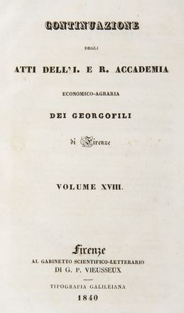 Giornale agrario toscano.  - Asta Libri, Manoscritti e Autografi - Libreria Antiquaria Gonnelli - Casa d'Aste - Gonnelli Casa d'Aste