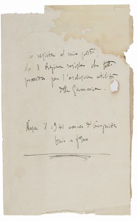  Mussolini Benito : Due carte autografe (?) non firmate.  - Asta Libri, Manoscritti e Autografi - Libreria Antiquaria Gonnelli - Casa d'Aste - Gonnelli Casa d'Aste