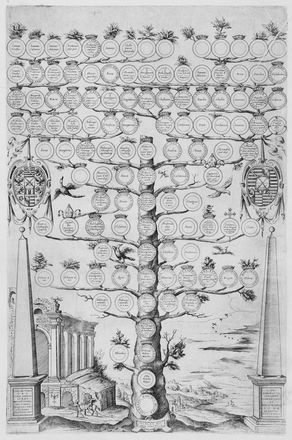  Scipione Ammirato  (Lecce, 1531 - Firenze, 1601) : Tre alberi genealogici.  - Asta Stampe e Disegni - Libreria Antiquaria Gonnelli - Casa d'Aste - Gonnelli Casa d'Aste
