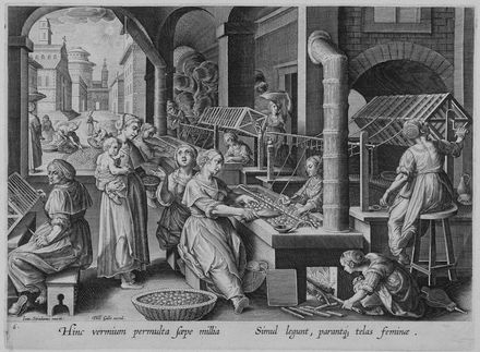  Jan Van der Straet (detto Stradano)  (Bruges, 1523 - Firenze, 1605) [da] : Vermis sericus.  Karel de Mallery, Philips Galle  (Haarlem, 1537 - Anversa, 1612)  - Asta Stampe e Disegni - Libreria Antiquaria Gonnelli - Casa d'Aste - Gonnelli Casa d'Aste